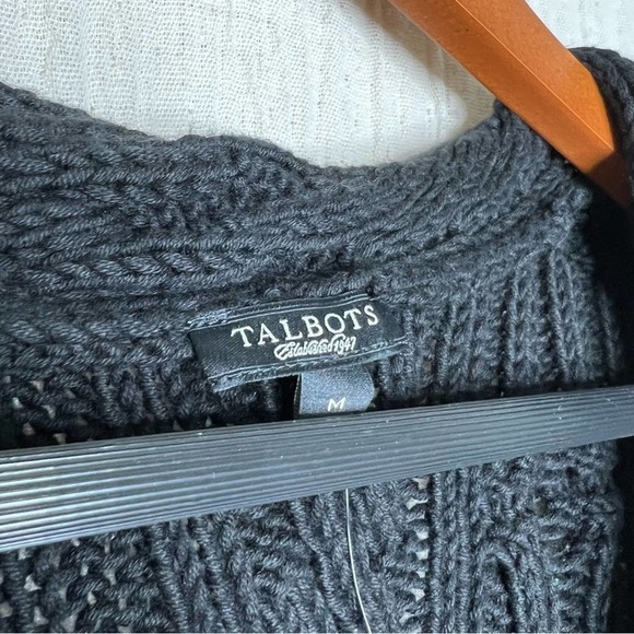 Talbots Oversized Chunky Open Front Cardigan Sweater Cable Knit Long Sleeve M - Picture 4 of 6